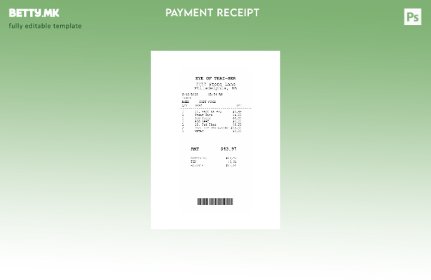 Модерен стил на шаблон за потврда за плаќање Eye Of Thai Ger